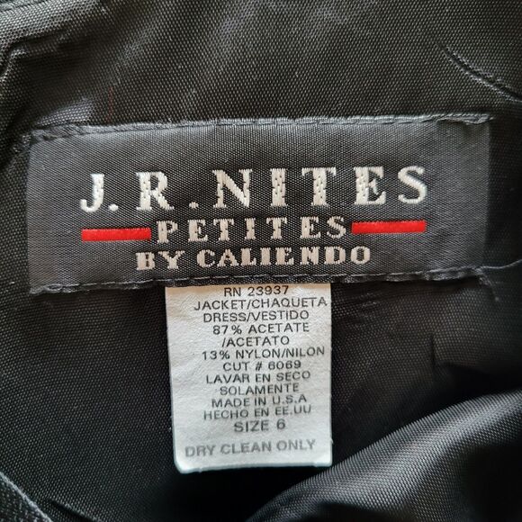 Vintage J.R. NITES Black Mini Dress Sz 6P Empire Waist Sleeveless 90s Satin S - Picture 9 of 11